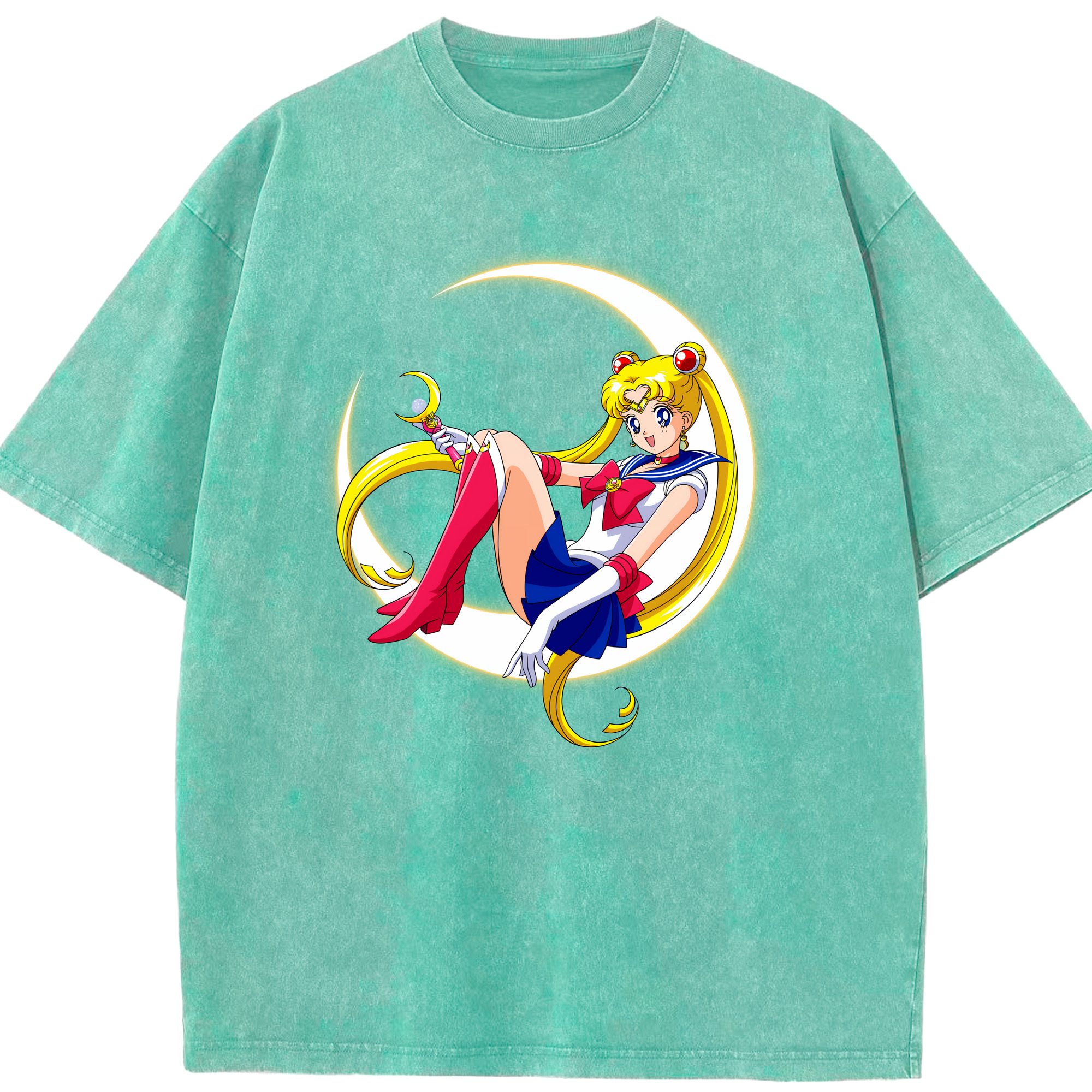 （画像用） 美少女戦士セーラームーン 月野 うさぎ つきの うさぎ Sailor Moon Tsukino Usagi 綿100% ヴィンテージ風 半袖Tシャツ（フロントプリント）
